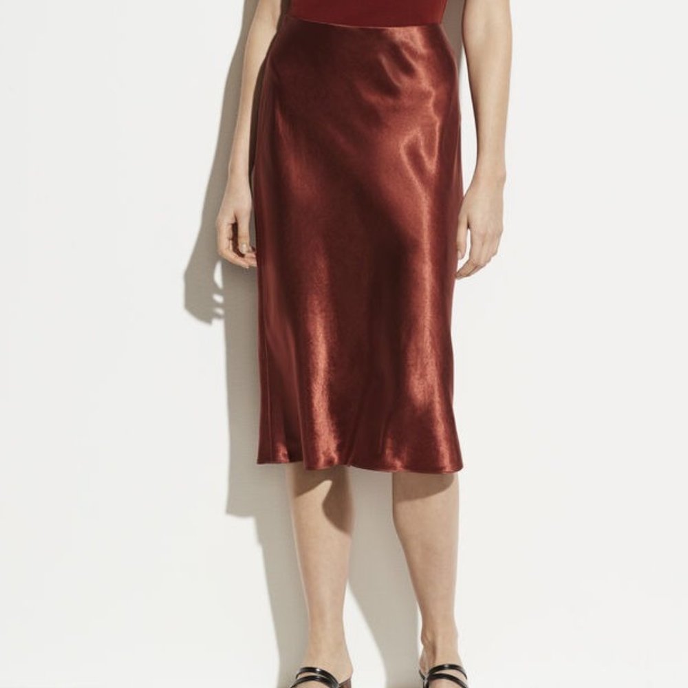 Vince Satin Slip Skirt - Rust - XS - NWT